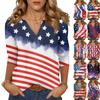Women's Casual Fashion Sexy Comfortable V-Neck Independence Day Seven Sleeve Top