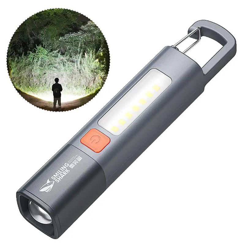 Led Torch Light Xpe Super Bright Flashlight With Hook Camping Light Rechargeable Zoomable Waterproof