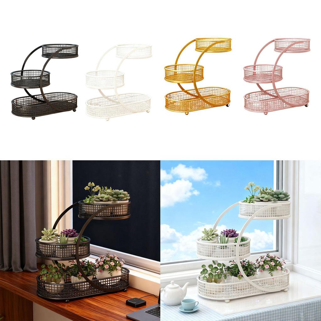 Fruit and Vegetable Storage Basket Rack Metal Iron Organizer Holder for Home Office Counter Kitchen Use