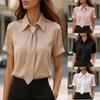 Women's Summer Casual Short Sleeve Shirt with Tie Neckline