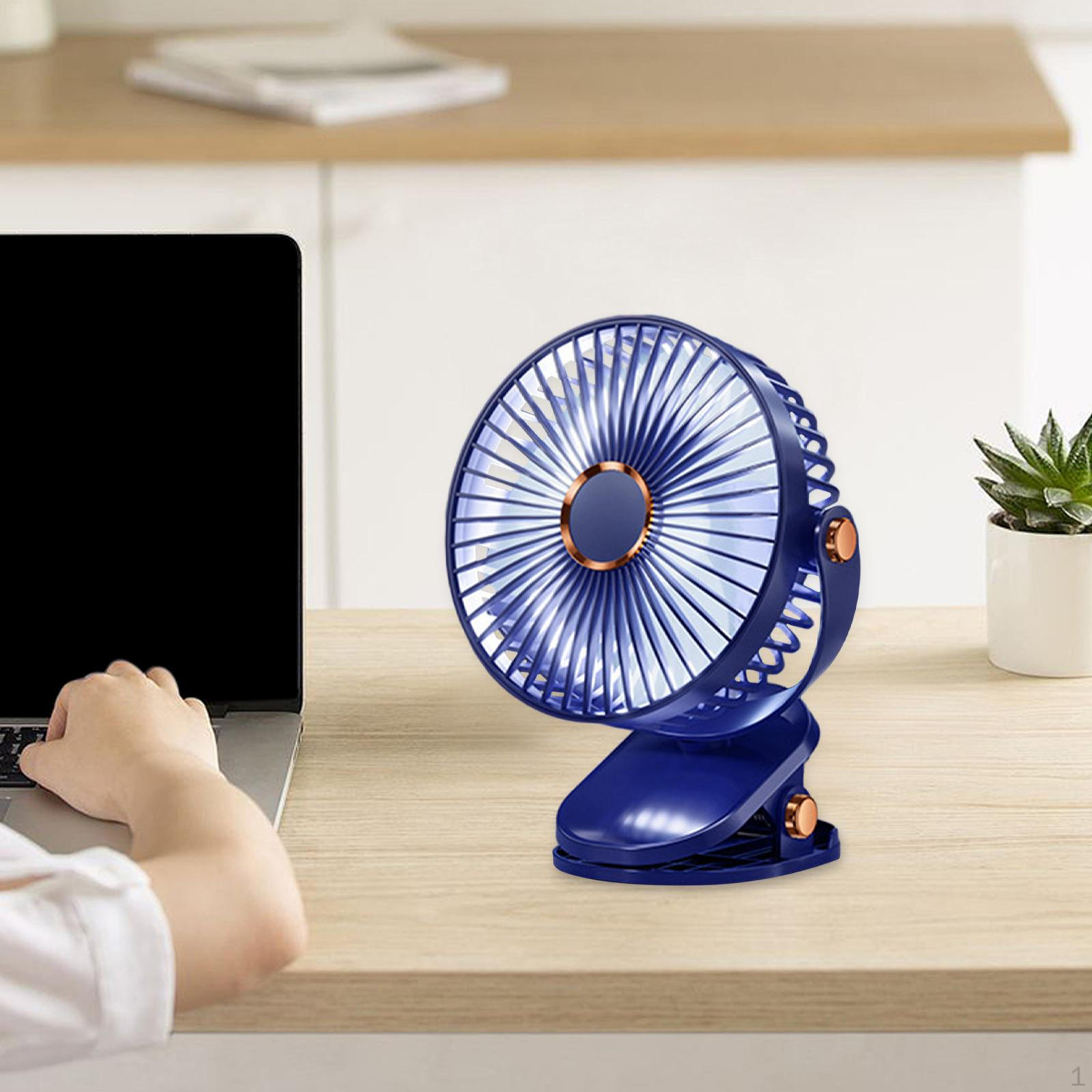

-Mini Fan 5 Speed Bedroom 720 Rotating Camping USB Desktop Office Portable Quiet Personal синій