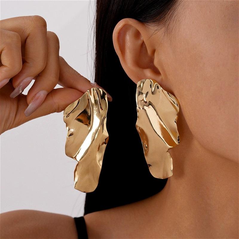 Exaggerated Irregular Metal Dangle Earrings for Women Vintage Geometric Statement Drop Earrings Punk Rock Jewelry Accessories