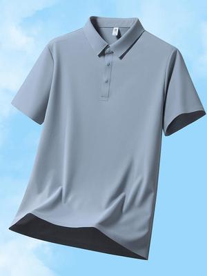 Men's Ice Silk Seamless Polo Shirt: Breathable, Cooling, Business Casual