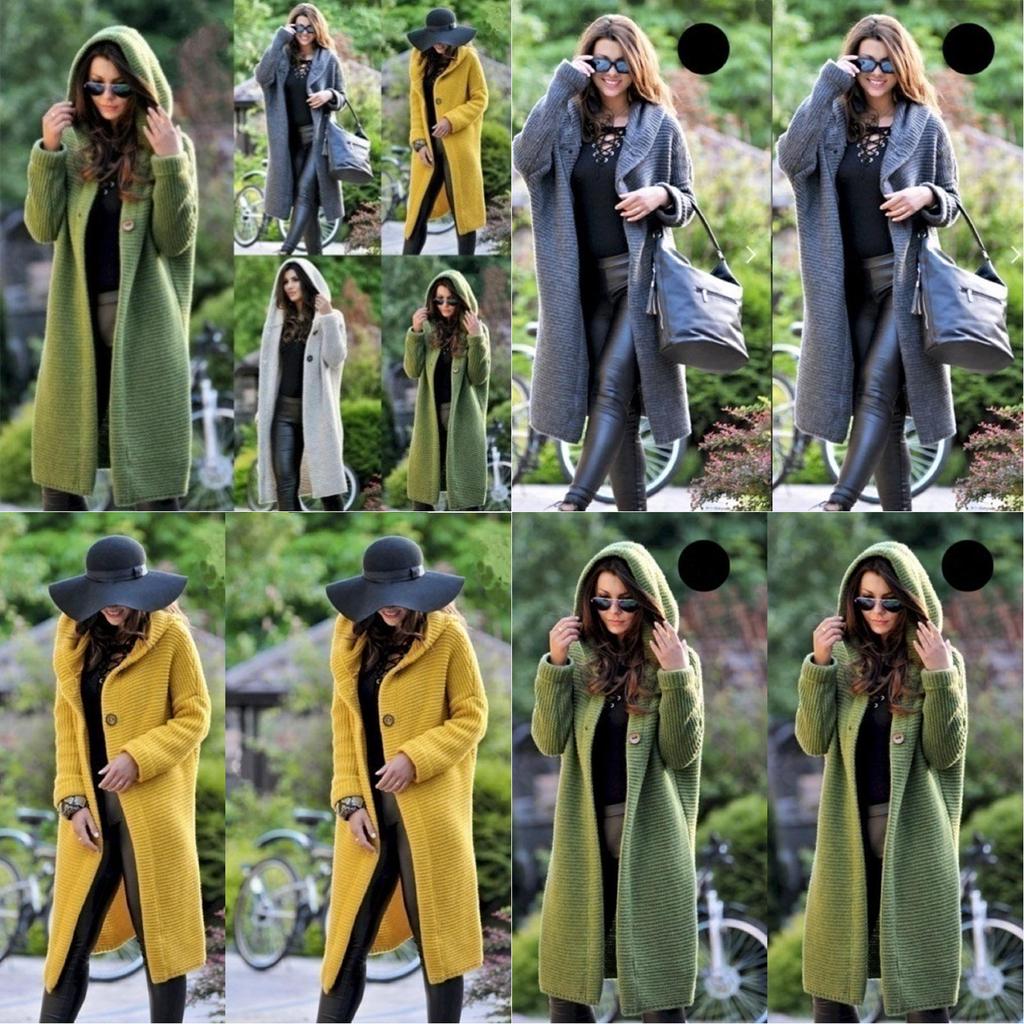 Cozy Plus Size Autumn And Winter Long Cardigan Hooded Sweater Womens Coat