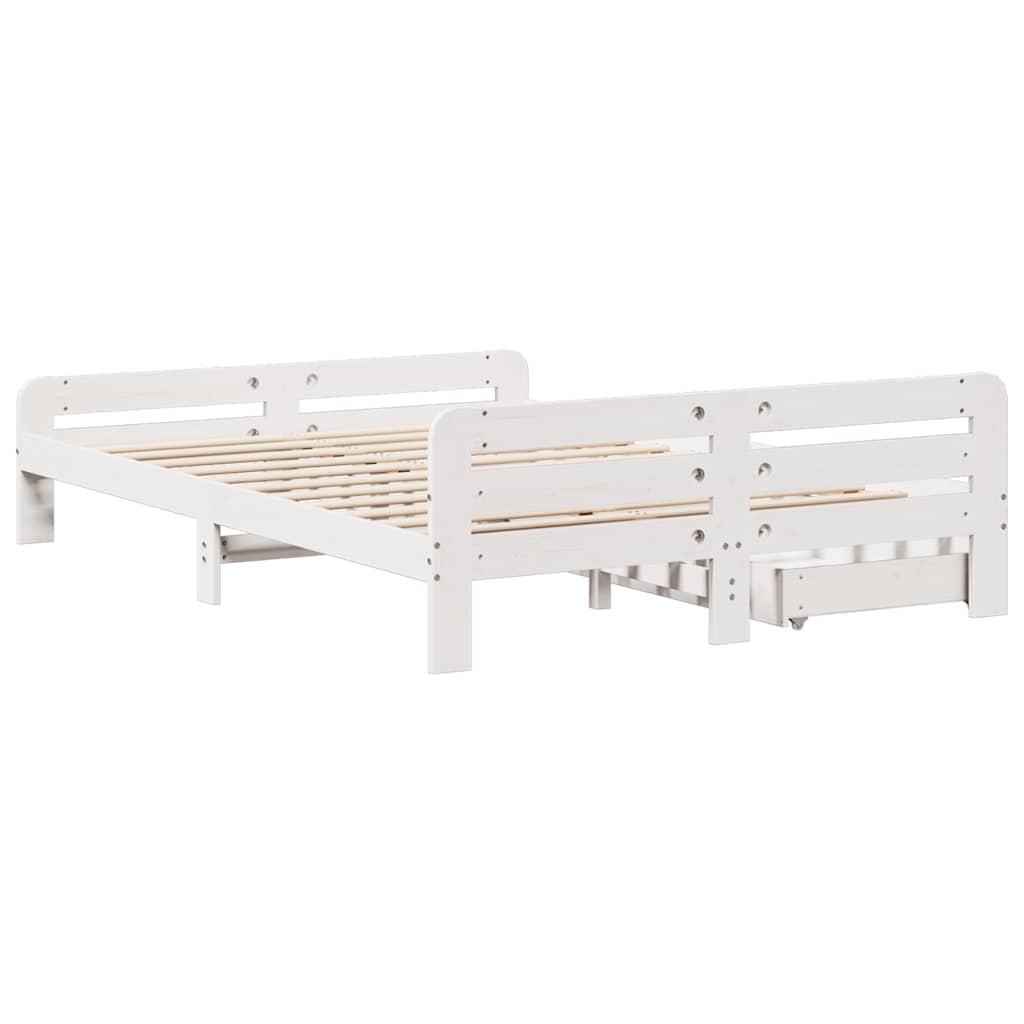 Solid Wood Bed without Mattress White 140 x 190 cm Pine Wood