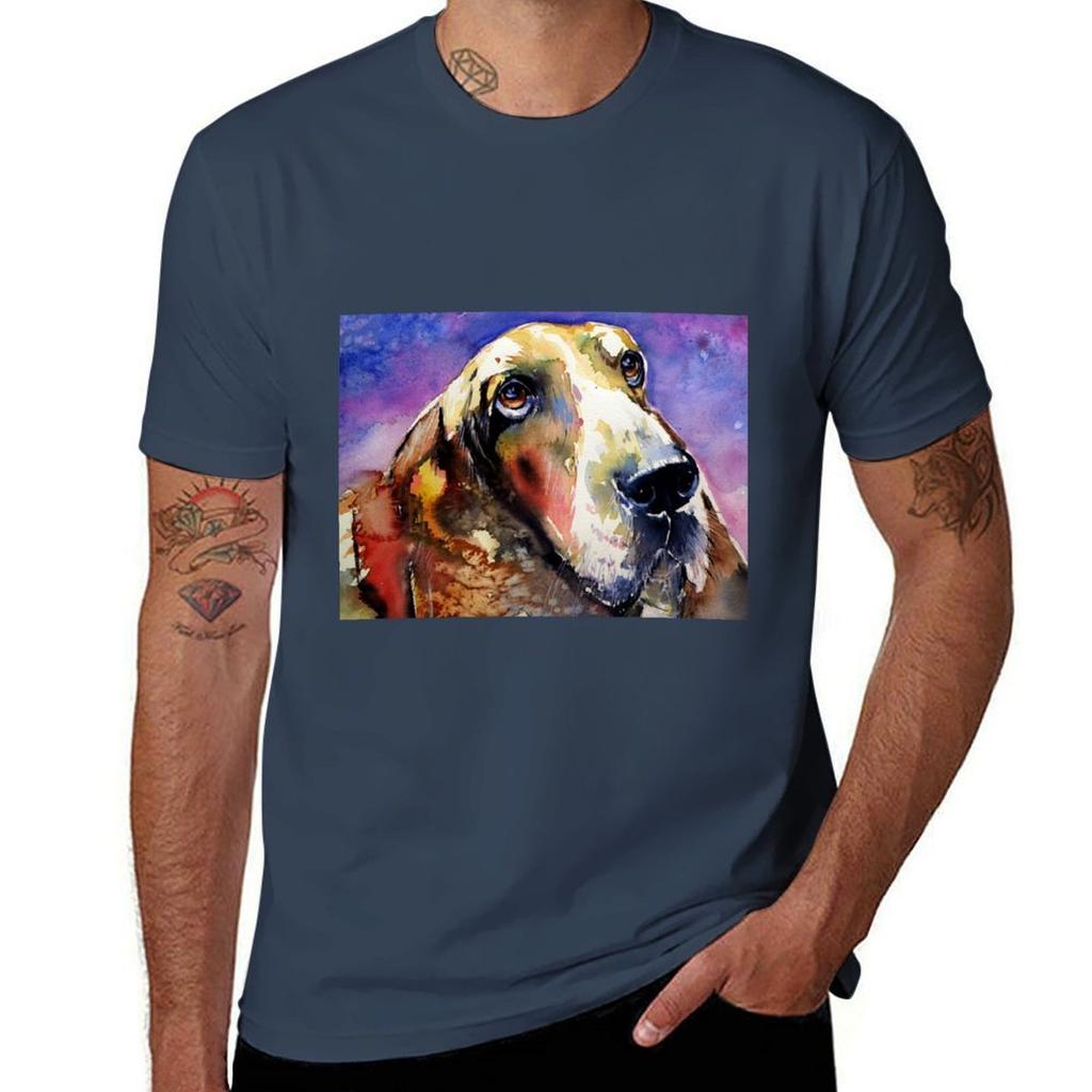 Cute Basset Hound Cd TShirt Soft Basic Cotton Short Sleeve Tee