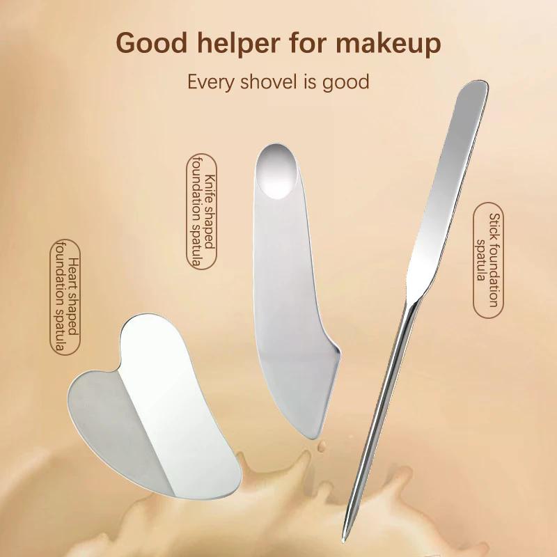 Stainless Steel Foundation Spatula Mask And Eye Cream Spoons Multi-Functional Facial Scraping Metal Beauty & Skin Care Tools Set