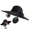 Summer Mens Wide Brim Solar Fan Hat Outdoor Protection Sun Hats With 2 Solar Fan Hiking Fishing Solar Powered Visor Cap Dropping