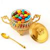 Luxury Glass Seasoning Jar Metal lid Spice jar With Spoon Kitchen Sugar Salt Spices Storage Box Household Container