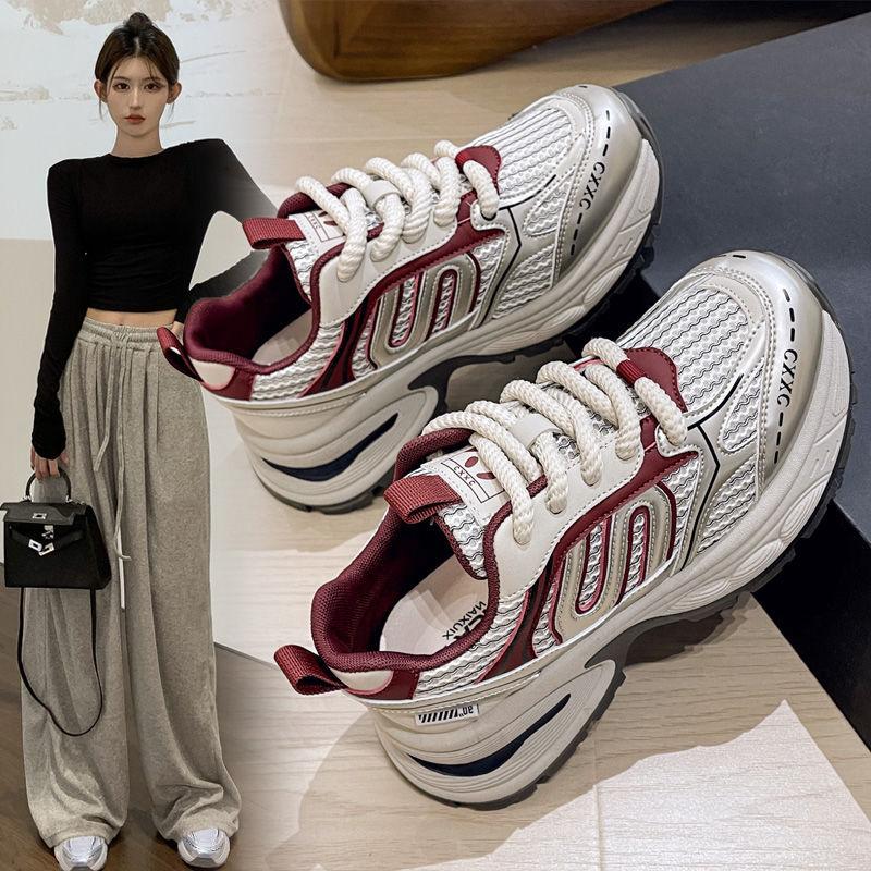 European station sports shoes women's spring 2025 new popular retro versatile small thick-soled lightweight dad shoes
