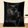 Mysterious Black Cat Flannel Blanket, Realistic Feline Portrait Throw, Soft Cozy For Cat Lover Home Decor, Warm Sofa Couch Gift