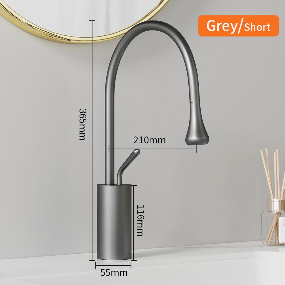 Modern Black  Bathroom Faucet with Crane Deck Mounted Hot And Cold Water Mixer Tap Sink Basin Crane Faucet for Bathroom