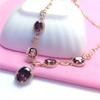 Purple Gold-Plated Rose Gold Inlaid With Smoke-Colored Zircon Pendant, Women'S Full Diamond Simple Luxury Temperament Colored Gold Necklace