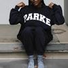 Exotic Embroidered Letter Hoodie Set - Casual Round Neck for Autumn/Winter