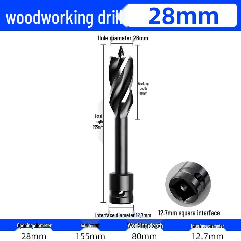 Dain High-Hardness Electric Wrench Woodworking Drill Bit Holder & Short Twist Drill Wood Hole Expander.