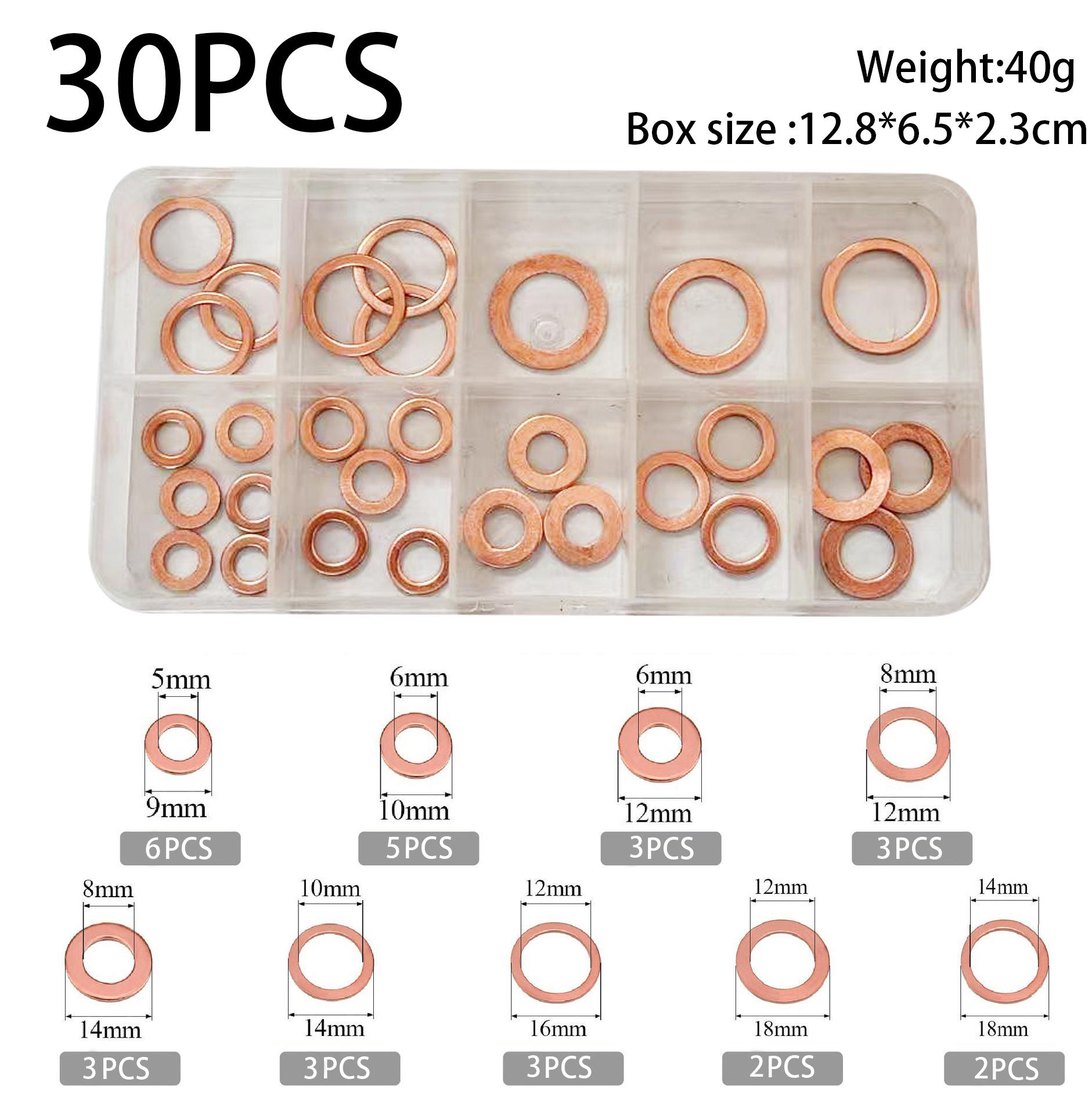 Copper Washer Marine Sealing Gasket Set, 50-400 Pcs, M5 Size