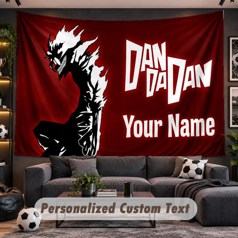 Dandadan Personalized Tapestry Support Custom Name, Wall Art Home Decoration