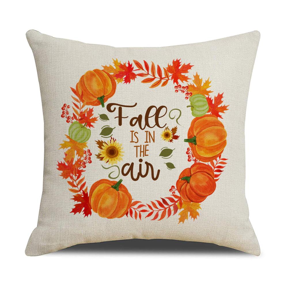 Linen Thanksgiving Pillowcase Maple Leaf Autumn Harvest Festival Pillowcase Sofa Cushion