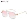 Korean Retro Metal Square Unisex Sunglasses - Blush, Anti-UV