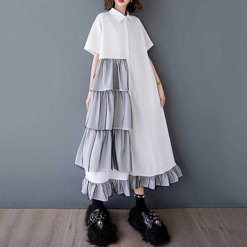 Xitao Patchwork-Plissee-Kleid ZMY1069