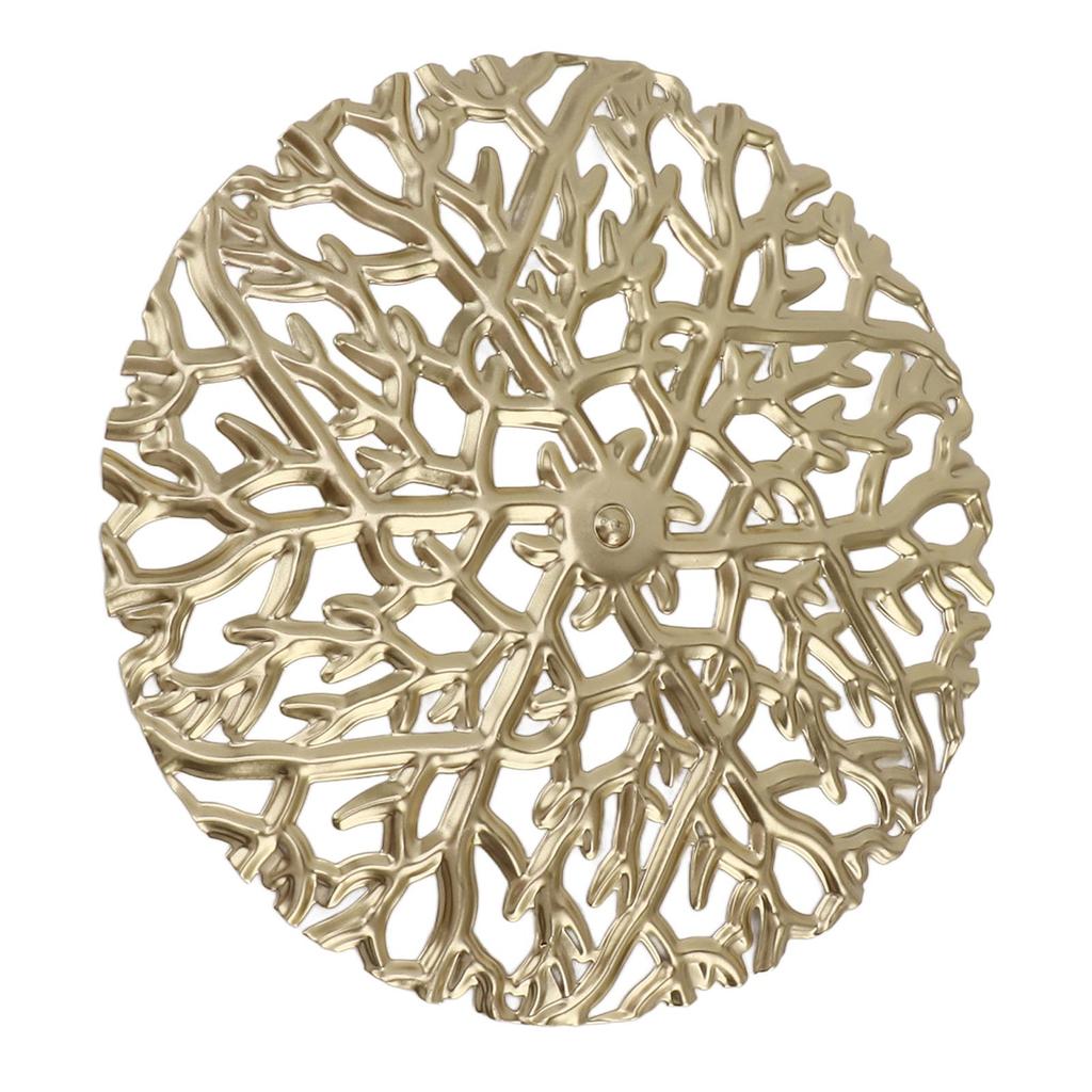 Gold Wall Art Set Iron Exquisite Tree Branch Round Shape Hollow Design Metal Wall Hanging