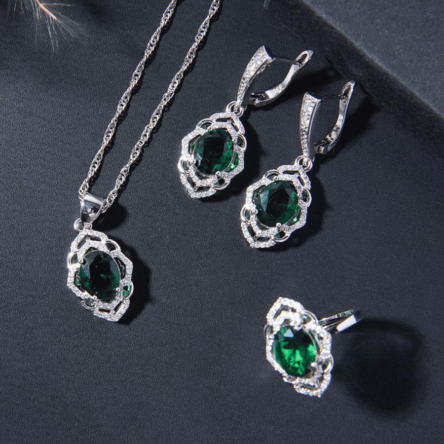 

Элегантный женский ювелирный набор - Ожерелье, кольцо, серьги и браслет в винтажном стиле с белым золотым покрытием - Идеальный подарок resizable