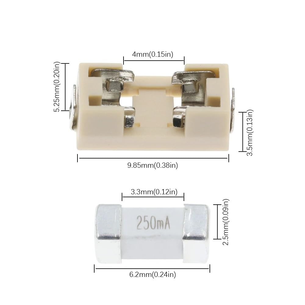 10/20 Stück 1808 Sicherungsspitzen Superschnell auslösend 500mA 1A 2A 3A 4A 5A
