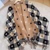 New Autumn and Winter Imitation Cashmere Women's Double-sided Heart-shaped Plaid Scarf Japanese Tassel Warm Shawl Couple Scarf