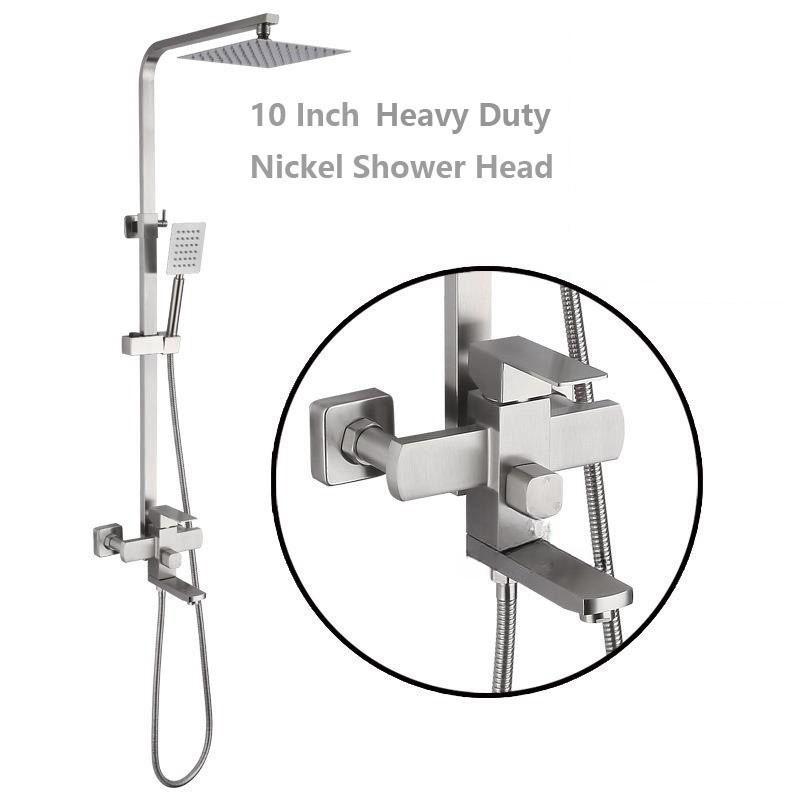 Bathroom High Pressure Rain Shower System 12" Large Shower Head Rainfall Mixer Stainless Steel Shower Set