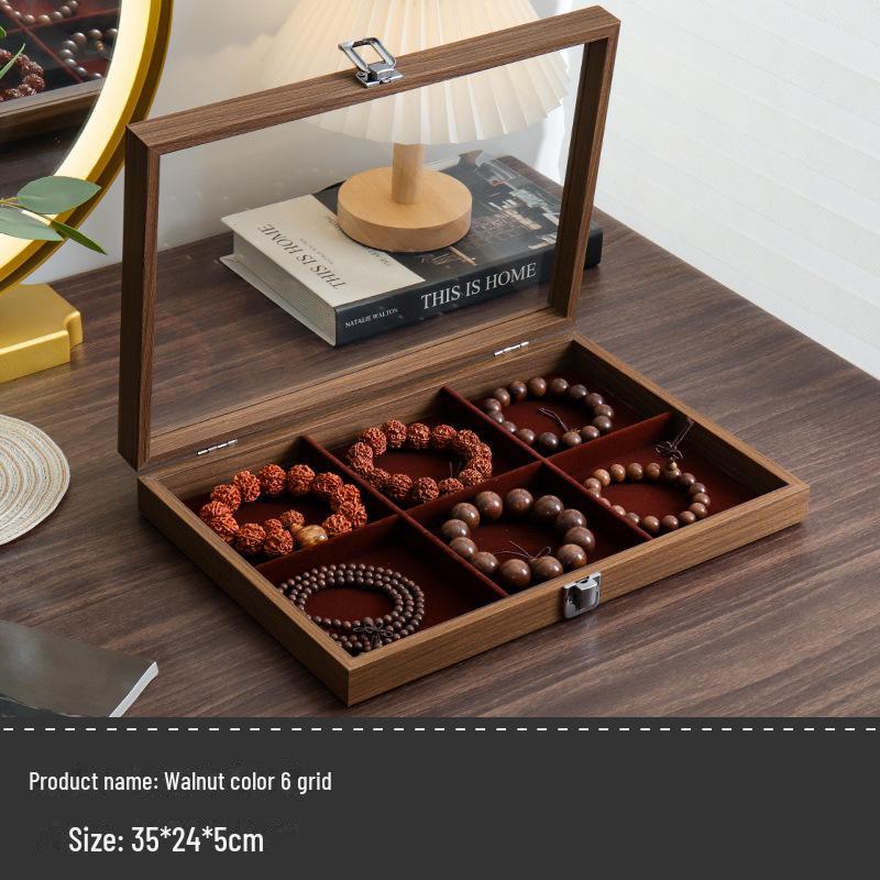 

Шкатулка для хранения украшений из орехового дерева с крышкой для браслетов, ожерелий, колец и сережек