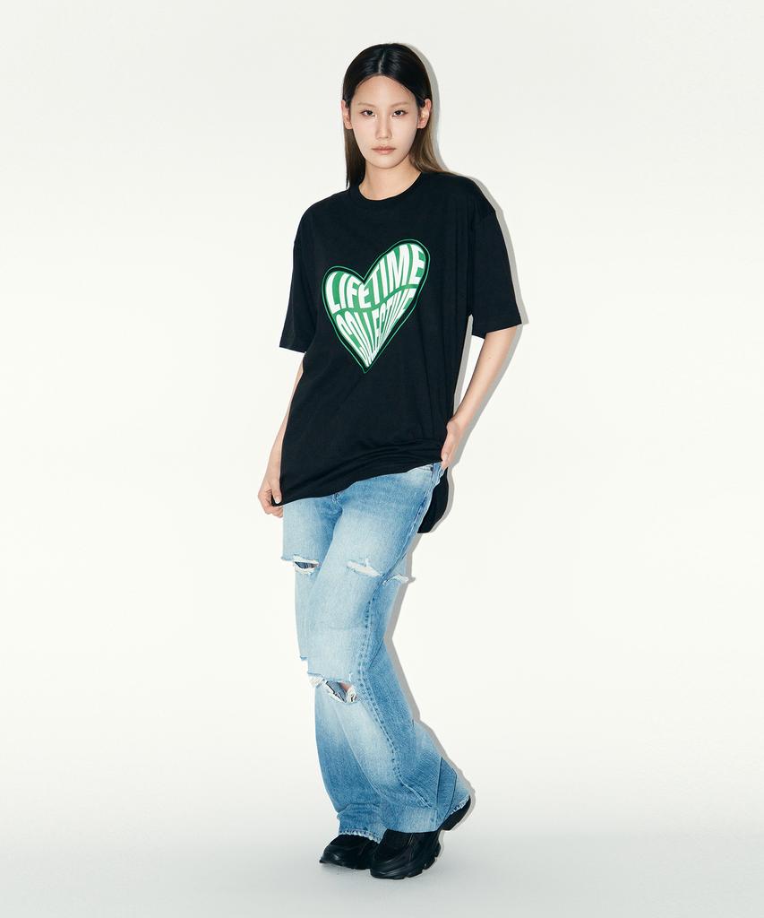 Laipeutaimkollegtibeu Big Heart Logo Short Sleeve T-Shirt Black
