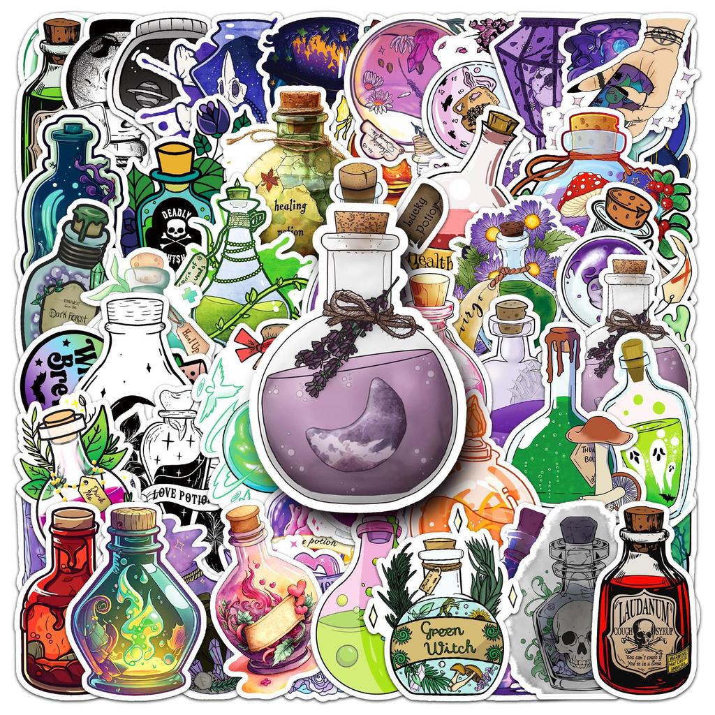 50 Magic Potion Graffiti Stickers Personalized Creative Decoration Mobile Phone Case Suitcase Water Cup Waterproof Stickers