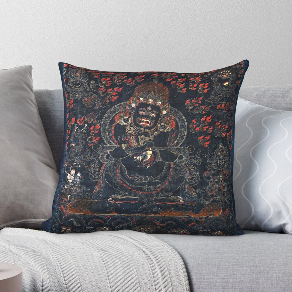 Mandala Mahakala Protector Deity Pillowcase Polyester Linen Velvet Creative Zip Decor Throw Pillow Case Home Cushion Case
