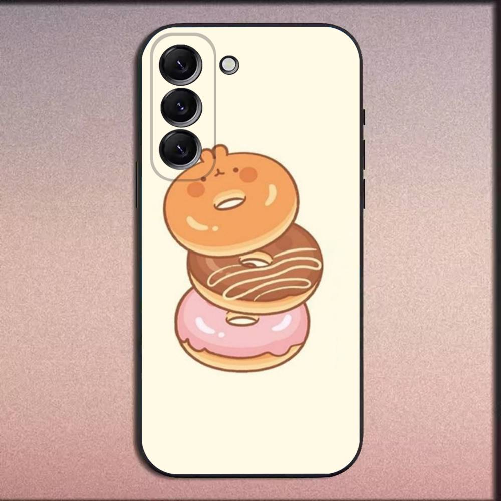 Coque de téléphone pour Samsung Galaxy A20, A21s, A22, A31, A32, A52, A53, A72, 73, A80, Housse noire souple, Donuts Desserts Snacks