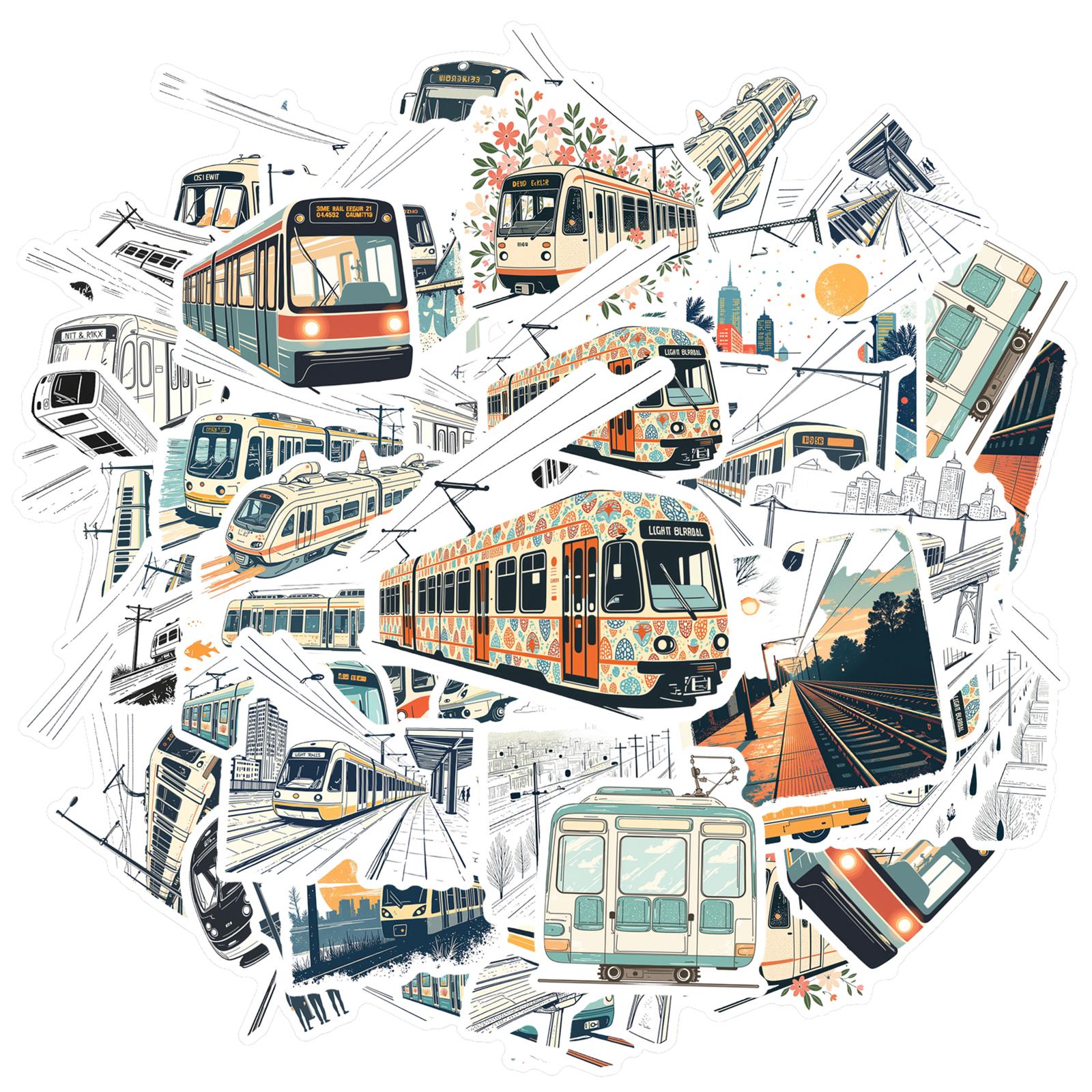 35pcs-70pcs Decals Railway Travel Stickers Stationery Stickers Train Stickers For Phone Fridge Guitar