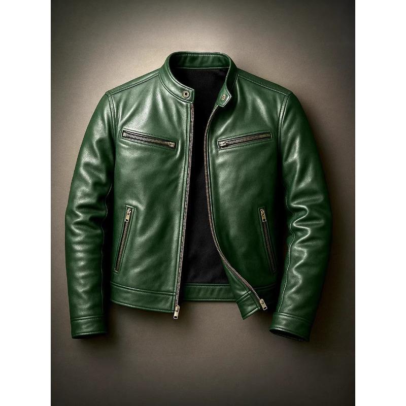 Men's Winter Motorcycle Style Men's Leather Fashion Slim Fit Jacket Men's Jacket Thickened