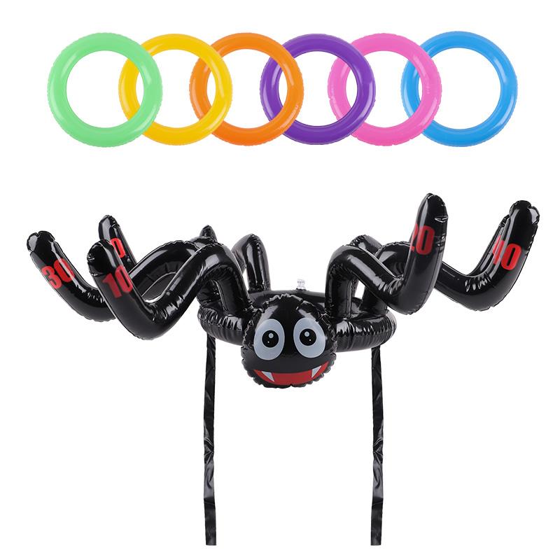 Halloween Ring Toss Games Inflatable Spiders Ring Toss Toy for Kids Halloween Party Favors Supplies Indoors Outdoors Party Games