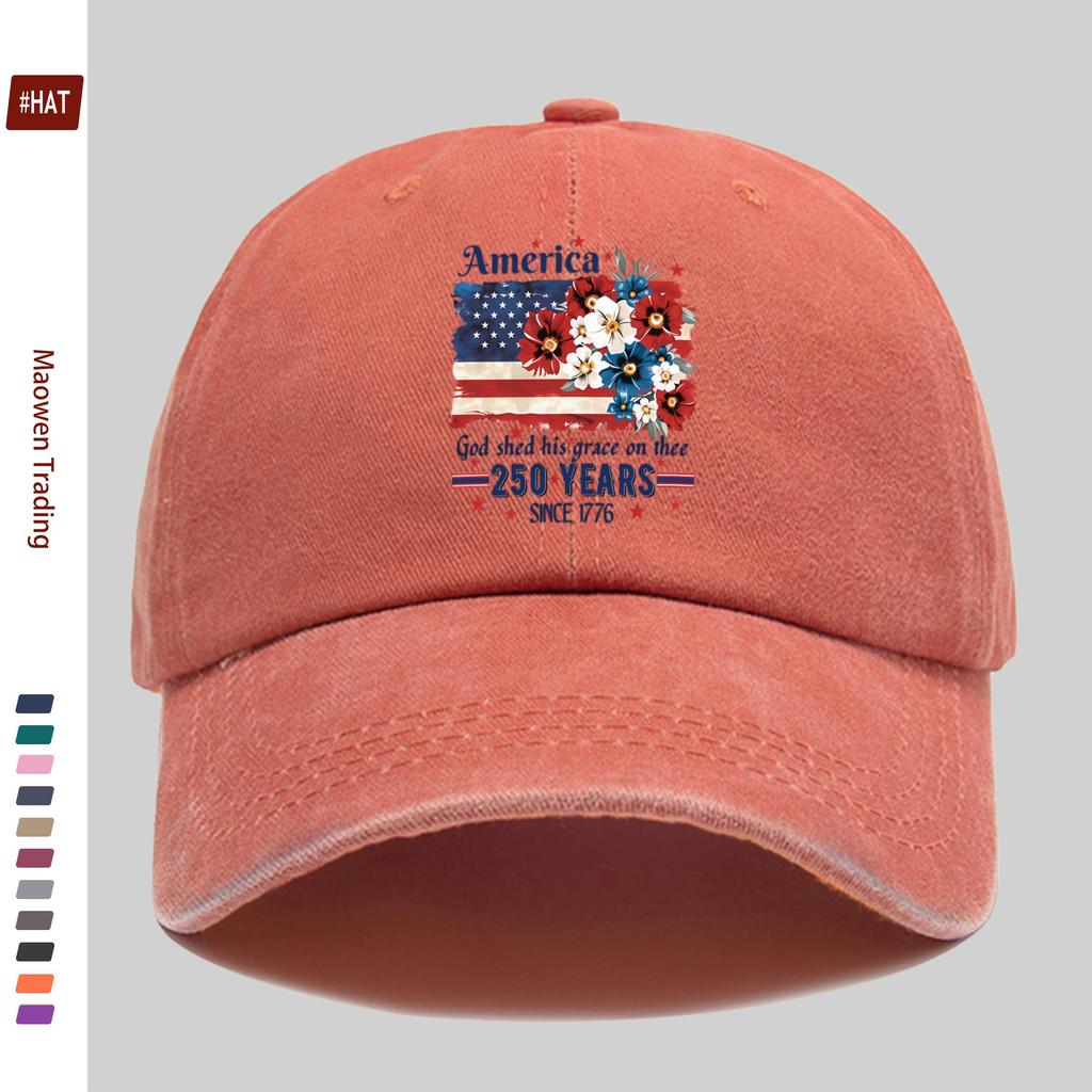 Pc American Flag  Floral Print Adjustable Snapback Cap  Vintage Dad Hat Suitable for Men  Women Lightweight Cap for Beach