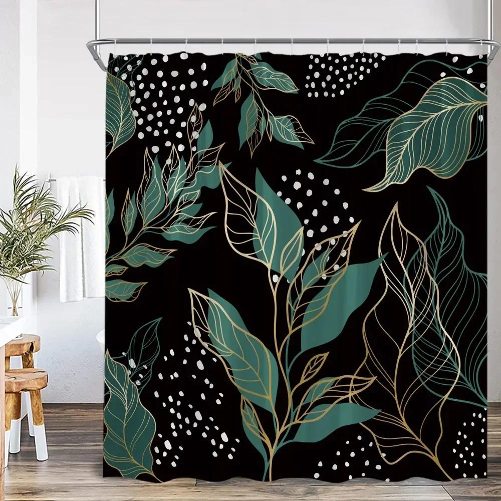 Nordic Modern Shower Curtain Tropical Leaves Monstera Shower Curtain Forest Green Leaves Plants Bathroom Decoration