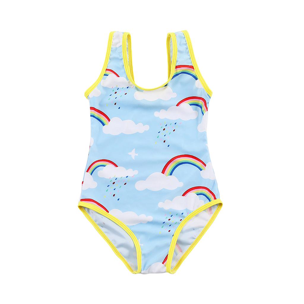 Girls Sleeveless Sling Print One-piece Swimsuit