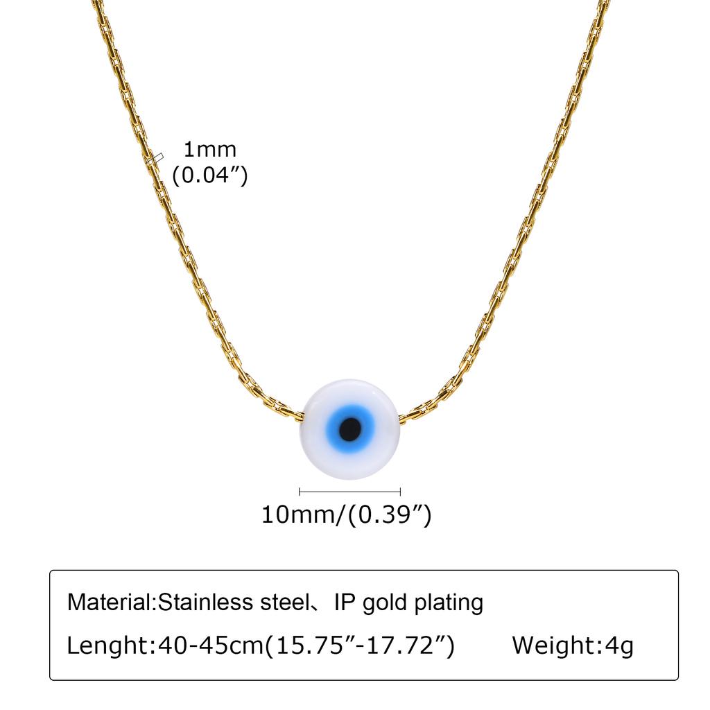 Women's Trendy Evil Blue Eye Pendant Necklaces Gift, Gold Color Stainless Steel Thin Chain Necklace Eyes Amulet Pendant Collar