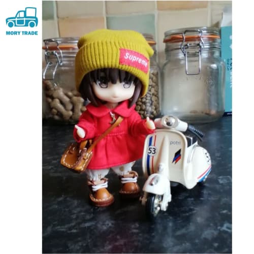 MORYTRADE Nostalgic Toy Retro Classic Pull-Back Car Diecast Miniature Car, Ages 6+, Set of 2 Scooters, Red and White