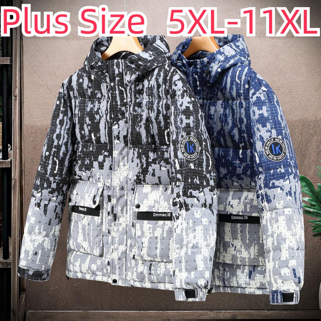 Plus Size Cotton Jacket Winter Thickened Cotton Jacket Fat Man Workwear Hooded Down Cotton Jacket Men 5XL-11XL