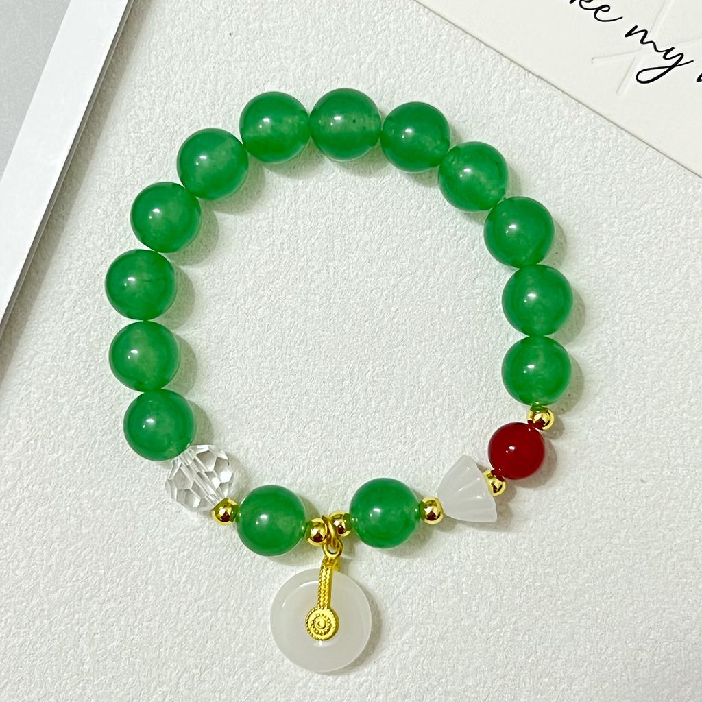 Natural Stone Beaded Bracelet for Women Handmade 10mm Round Beads Stretch Bangle with Pendant DIY Charms Jewelry Gifts
