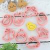 8Pcs Cookies Cutter Rabbit Egg Dough Stamp Plastic 3D Bunny Cartoon Pressable Biscuit Mold Easter Kitchen Baking Pastry Bakeware