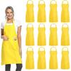 12 Pack Solid Bib Aprons with 2 Pockets Unisex Commercial Aprons Bulk A - DD