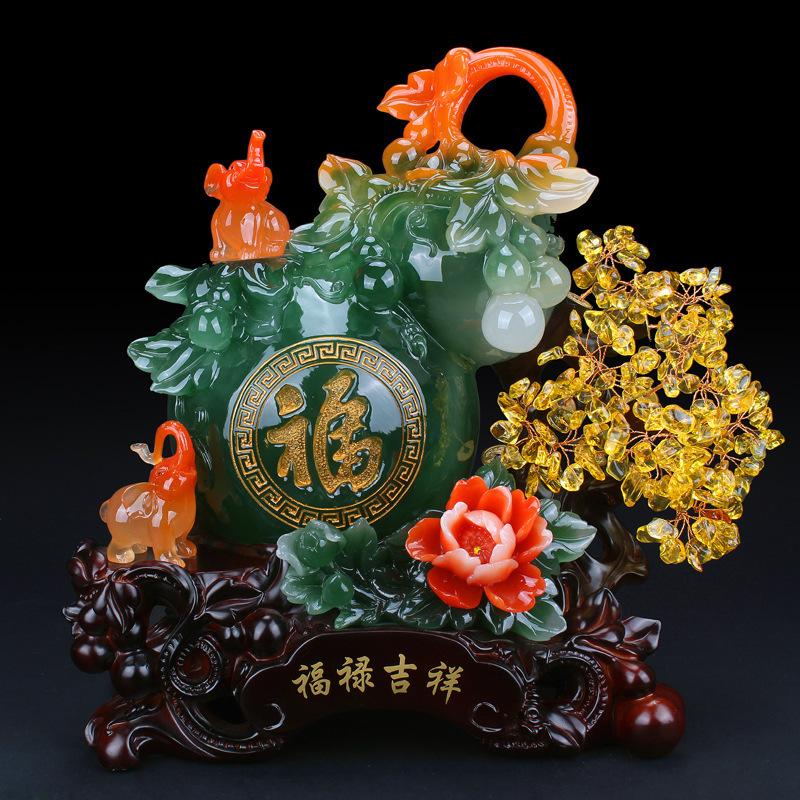 Exquisite resin gourd decorations, wine cabinet, living room handicrafts, opening gifts feng shui  home decoration accessories