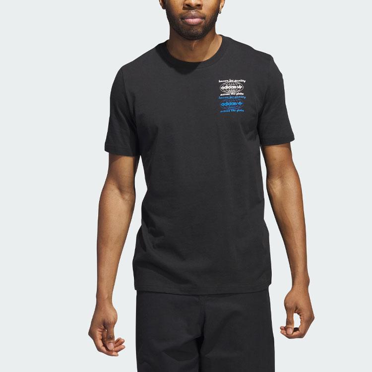 Adidas Originals Trefoil Logo Graphic Crewneck Sports Tee Men Tops Black IJ0981