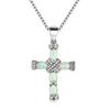 Opal Cross Pendant Necklace Women Copper Chain With White Blue Rose Gold Gemstone 45cm5cm Adjustable Geometric Design