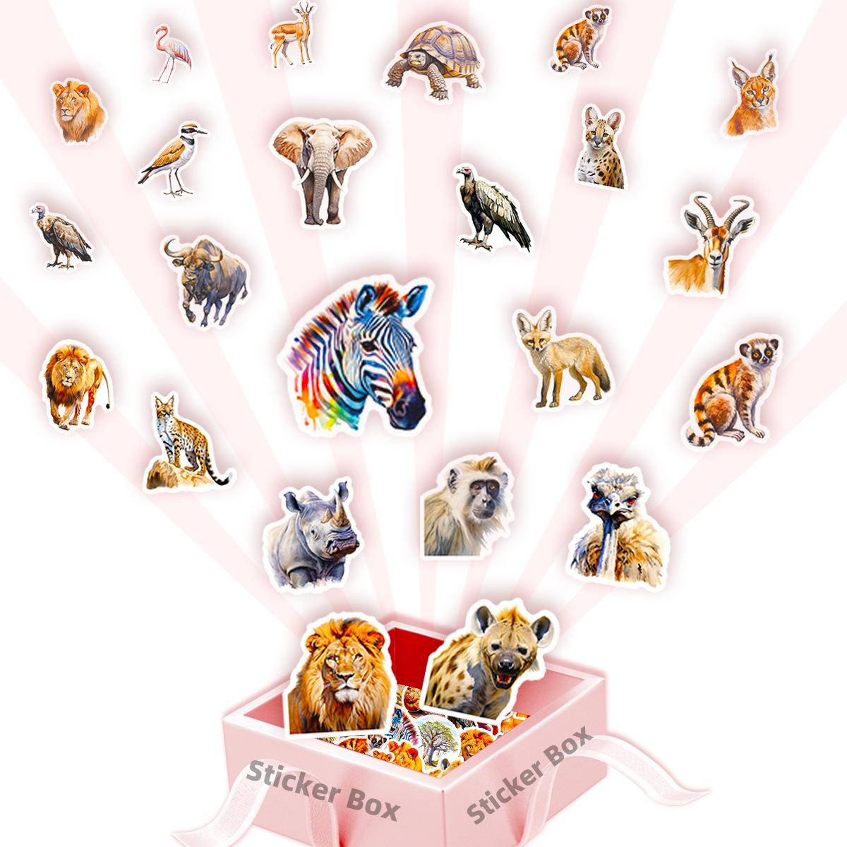 

50 Реалистичных наклеек с дикими животными, Водонепроницаемые наклейки с животными для детского граффити на чашку для воды, компьютер, сумка